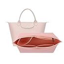D.DUO Purse Organizer, Multi-Pocket Felt Handbag Organizer, Folding Tote Bag organizer insert for Insert Wallet Organizer for Longchamp (Pink,Medium)…