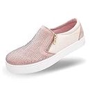 CucuFashion Slip on Shoes Women - Really Comfy Slip-on Studded Women Shoes, Plimsoles Women, Womens Trainers - Rose Taille EU 39