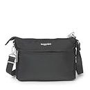 Baggallini Securtex Anti-theft Memento Crossbody Bag - Travel Purse Wallet with Locking Zipper - Lightweight Water-Resistant, Charcoal, One Size
