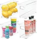 Snazzy Tall Plastic Kitchen Food Storage Bin with Handles - Organizer Bins for Pantry, Cabinet, Refrigerator or Freezer - Containers and Baskets for Food, Drinks, and Snacks - 2 Pack - Clear