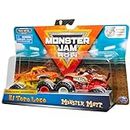 Monster Jam El Toro Loco vs Monster Mutt Monster Truck Duo Pack- True Metal 1:64 Scale Die-Cast Twin Showdown Pack- BKT Tires Work on All 1:64 Tracks- Authentic Collectible For Fans & Birthday Parties