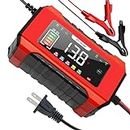Car Battery Charger, 12V 6A Smart Battery Trickle Charger Automotive 12V Battery Maintainer Desulfator with Temperature Compensation for Car Truck Motorcycle Lawn Mower Marine