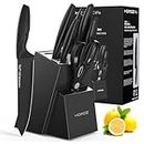 Knife Set with Block, Kitchen Knife Sets 8 Piece with Sharpener, Kitchen Knives for Chopping, Slicing, Dicing Cutting by Homaz life