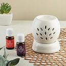 Asian Aura Handcrafted Ceramic Electric Round Shaped Aroma Diffuser| Aroma Oil Burner for Aromatherapy| Home Decor and Fragrance with Aroma Oils(English Lavender & Rosy Romance Fragrance 10ml Each)