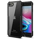 Plus TPU and Plastic Bumper Case with Clear Back Hard Panel Protective Case Cover for Apple iPhone 7/Apple iPhone 8 (Black)