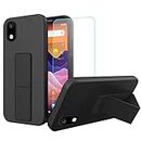 Case for ZTE 579 Z5156CC / ZTE Blade A3 2020 Phone Case, Stand Case with Tempered Glass Screen Protector Hide Telescopic Kickstand Shockproof Protective Cover TPU Silicone Case for ZTE 579 - Black