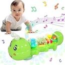 SWTOIPIG Baby Toys Transparent Caterpillar Toy With Light and Music, Electric Mechanical Gear Toy for Boys Girls Toddler Gifts for 1 2 3 Year Old Raupe