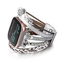 CHARMINGO Posh Leather Bands Compatible with Fitbit Versa 3&4 Bands/Fitbit Sense/Sense 2 Bands for Women, Multilayer Boho Wrap Bracelet Wristband Handmade Replacement Strap for Fitbit Smartwatch