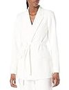 The Drop Women's Ren Wrap Front Belted Blazer, Ivory, Small