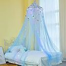 Basumee Bed Canopy for Bedroom Kids Bed Decoration for Baby Children Bed Canopy Round Dome with Stars,Blue