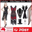 1920s Flapper Dress Great Gatsby Charleston Sequins Beaded Fringe Fancy Dress AU