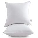Leeden 18 x 18 Pillow Inserts (Set of 2) - Throw Pillow Inserts with 100% Cotton Cover - 18 Inch Square Interior Sofa Pillow Inserts - Decorative Pillow Insert Pair - White Couch Pillow