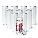 AGH 10 Pack Sublimation Tumblers Blank 20 OZ Straight Skinny Tumbler with Straw, Stainless Steel Double Wall Insulated Tumbler for Tumbler Press Machine