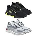 BRUTON Shoes, Men's Sports Shoes, Sport Shoes & Running Shoes for Men's (Pack of 2 Combo) (Numeric_6) Grey - Black