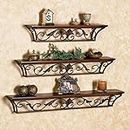 Worthy Shoppee Floating Shelves Wall Mounted Set of 3,Wood and Iron Wall Shelves for Bedroom, Living Room, Bathroom, Kitchen (Walnut, Brown)