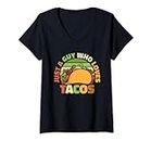 Just A Guy Who Loves Tacos Coque rigide Al Pastor Taco T-Shirt avec Col en V