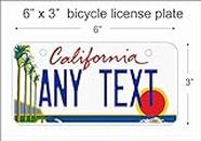California State Replica Novelty License Plate or Mini License Plate for Bicycles, Bikes, Wheelchairs, Golf Carts Personalized with Your Design Custom Vanity Decorative Plate