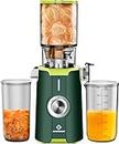 Rush Clear Cold Press Juicer Machine, Slow Juicer with No-Prep 4.35"Feed Chute Fit Whole Fruits Vegetables for Batch Juicing, LINKchef Masticating Juicer Easy to Clean, 42oz Capacity, 200W,Green