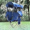 Huskfirm Camping Chair with Canopy Shade,Portable Folding Chair with UPF 50+ Sun Shade,Cup Holder,Side Pocket,Soccer Chair Adults for Camp,Beach,Outdoor Sports-Support 330 LBS Blue
