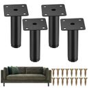 4X Metal Furniture Legs Adjustable Height Replacement Feet For Bed Sofa Cabinet