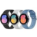[3 Pack]Silicone Bands for Samsung Galaxy Watch 4 Bands & Galaxy Watch 5 Bands 44mm 40mm/Samsung Galaxy Watch 6 Bands Women Men, 20mm Adjustable Sports Replacement Strap for Galaxy Watch 6/6 Classic/5/5 Pro/4/4 Classic
