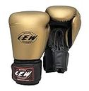 LEW Gold Boxing Gloves for Training/Muaythai/Punching Bag/Sparring with a Pair of Hand Wraps (Gold, 12 OZ)