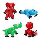 Zing Stikbot Safari 4 Pack, Set of 4 Stikbot Collectable Action Figures, Includes 1 Lion, 1 Elephant, 1 Hippo, and 1 Rhino, Create Stop Motion Animation