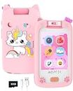 AGPTEK Kids Phone for Girls,Christmas Birthday Gifts for Age 3-7,Touchscreen Toys Phone with 32 GB TF Card, Dual Camera, Preschool Learning Device,Toddler Cell Phone with Silicon Cover-Pinkk…