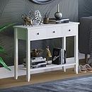 Vida Designs Windsor Console Table With Undershelf, Living Room,Hall Way Furniture (3 Drawer, White)