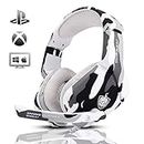 Wired Gaming Headset, PHOINIKAS H1 Stereo Gaming Headset for PS4, PS5, Xbox One, PC, Over Ear Headphone with Noise-Cancelling Mic, Bass 5.1 Surround, Gift for Kids (Camo)