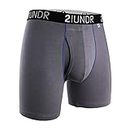 2UNDR Men's Swingshift Boxers,Grey/Blue,XXX-Large