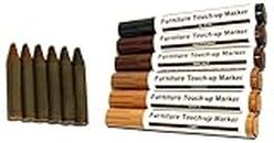 Total Furniture Repair System - 12Pc Scratch Restore & Repair Touch-Up Kit - Felt Tip Markers, Wax Stick Crayons. by RamPro