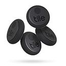 Tile Sticker (2020) buscador de objetos Bluetooth, Pack de 4, negro. Radio búsqueda 45m, batería 2 años, compatible con Alexa, Google Smart Home, iOS, Android. Busca llaves, mandos a distancia y más