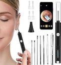Ear Wax Removal Kit Camera, 1080P FHD Otoscope Ear Cleaner with 6 LED Lights & 4 Silicone Ear Spoons Wireless Ear Scope Endoscope Smart Earwax Remover Tool for Men Women Kids iOS Android (Black)