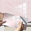 Küchenrückwand Fliesenaufkleber, Hiser Rechteck 3D Marmor Muster Mosaik Wasserdicht Ölfest Stickerfliesen Deko Selbstklebende für Küche Badezimmer Wohnzimmer, 30x15cm (Rosa,16Stück)
