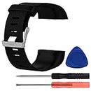 Bracelet de remplacement Cyeeson en silicone souple - Pour montre connectée Fitbit Surge Large Noir