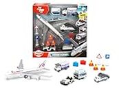 Dickie Airport Playset for Kids with Die-Cast Airplane, Ground Support Vehicles and Signs