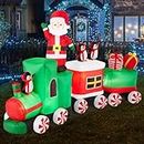 Best Choice Products 8.5 x 5ft Lighted Inflatable Christmas Train & Animated Santa, Large Outdoor Holiday Decor w/LED Lights, Penguins, Candy Cane Wheels, Gifts