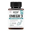 WOW Omega-3 Fish Oil 1000 mg Triple Strength 550mg EPA 350mg DHA, Burpless, Mercury free, Ideal for Keto Diet