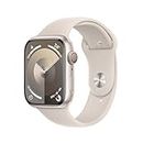 Apple Watch Series 9 [GPS + Cellular] Smartwatch con Caja de Aluminio en Blanco Estrella de 45 mm y Correa Deportiva Blanco Estrella - Talla M/L. Monitor de entreno, App Oxígeno en Sangre