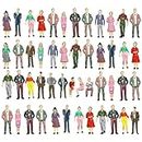 titihuirie 50Pcs Tiny People Figurines Set People Figures 1:50 Scale Model Train People Colorful Seated Standing People Painted Figures for Miniature Scenes