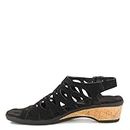Ros Hommerson Women's Katia Comfortable Sleek Laser Cut Sandals, Black Nubuck, 13 Narrow (2A)