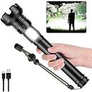 LED Rechargeable Tactical Flashlights 90000 High Lumens, XHP90 Brightest LED Flashlight with 10000mAh Battery, Zoomable, Waterproof, 7Modes, Powerful Handheld Flashlight for Camping, Emergencies use