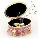 ROSIKING Oval Emboss Alloy Metal Music Box Wind Up Antique Jewelry Musical Boxes Christmas Birthday Valentine's Day Gifts Plays Anastasia-Once Upon a December