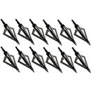 TOPARCHERY 12pcs 100Grain Broadheads with 3 Sharp Blades Screw-in Arrows Heads Replaceable Arrows Heads for Archery Hunting Recurve Compound Bow Crossbow Arrows (Black)