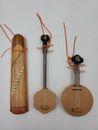 Vintage Japanese Musical Instruments Christmas Ornaments Asian 1980s Lot Of 3