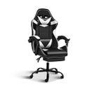  Gaming Chair with Footrest, Big and Tall Gamer Black/White With Footrest