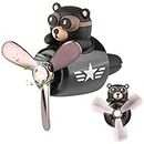 Car Air Freshener Retro Airplane Black Bear,Aromatherapy Car Diffuser Vent Clip,Christmas Easter Rotating Propeller Car Air Outlet Ornament for Men Women(with 2 Incense Slices)