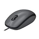 Logitech M100 Wired USB Mouse, 3-Buttons, 1000 DPI Optical Tracking, Ambidextrous PC / Mac / Laptop - Dark / Black
