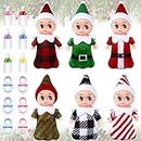 18 Pieces Tiny Elf Doll Twins Set, 6 Christmas Elves 6 Elf Milk Bottles and 6 Elf Pacifiers, Mini Dolls Colorful Plush Cute Elf Dolls for Christmas New Year Holiday Decoration (Vivid Style)
